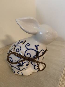 Cer0127 Gc Home Decor 4x6 Inch Rabbit Blue And White Potpourri Holder