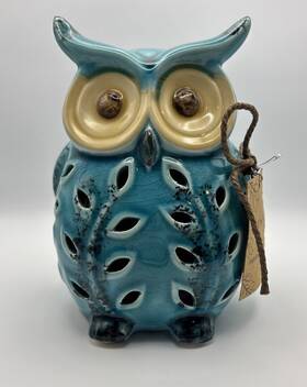 H-230 Gc Home Decor Naturals Ceramic Owl Lemongrass Scented Sachet Crackle Finish 2016