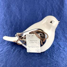 Szfx17-8071-3 Gc Dove W Silver Wings Potpourri Holder Ceramic L 7 3/4 Inch 2017 Fragrance