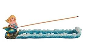 U184-91982-hd George S. Chen Corp Turquoise Mermaid On Rock Aromatic Incense Burner Holder Sea Life D Cor New