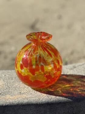 461305 Giftcraft Incense Oil Reed Diffuser Yellow And Orange Hand Blown Glass