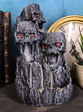 Gifts & Decors 636676541631 Ebros Gothic Three Screaming Skull Death Mountain Cave Backflow Incense Burner A