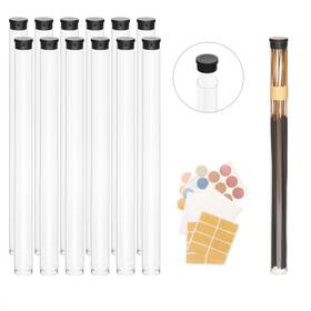 Fd1001 Glacier Sun Clear Plastic Tube With Black Lid 12 Pack Storage Holder For 8-10 Inch Incense