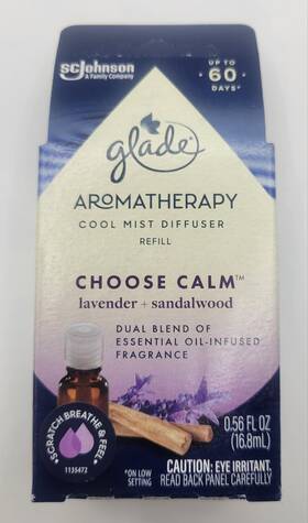 Glade 046500034381 Aromatherapy Cool Mist Diffuser Refill Choose Calm Lavender Sandalwood New