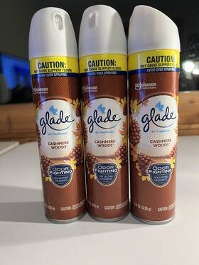 Glade 046500040627 Air Freshener Cashmere Woods Odor Fighting Spray 8.3oz Lot Of 3 Cans