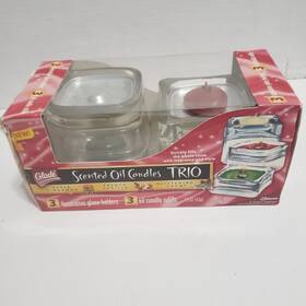 Glade 046500619366 Scented Oil Candles Trio Apple Cinnamon Vanilla Snow 3 Holders Refills