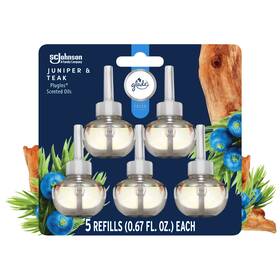 Glade 214129883769 Plugins Scented Oil Refills Air Freshener Juniper And Teak 0.67 Oz 5 Count