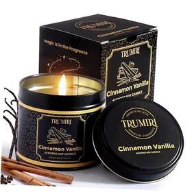 Tru-1x5oztinjar-cinnvanilla Goldberry Llc Vanilla Candle With Cinnamon Strong Scented Soy Candel 1