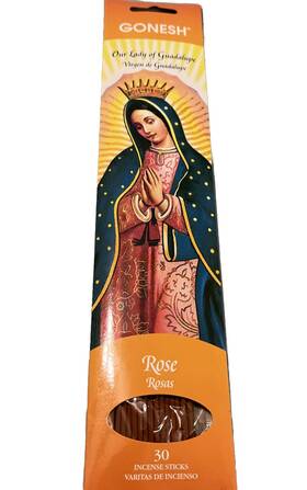 Gonesh 078612208183 Our Lady Of Guadalupe Incense Sticks 30 Rose Scent 5x Lot 5 New