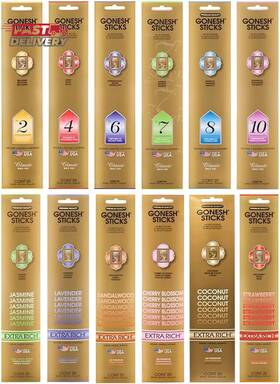 Gonesh1 Gonesh 313028026090 - Incense Sticks Variety Pack Non-toxic 10 Inch Slow Burn Aromatic