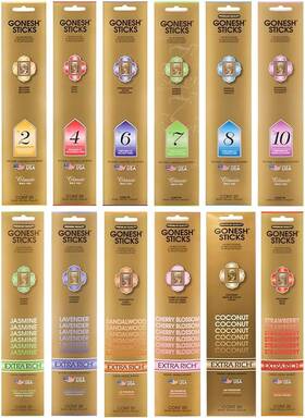 Gonesh1 Gonesh 313099066087 - Incense Sticks Variety Pack Non-toxic 10 Inch Slow Burn Aromatic