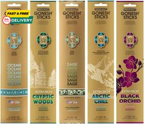 Gonesh 445002233279 - Extra Rich Scented Incense Sticks Variety Pack Non-toxic 10 Inch Slow Bur