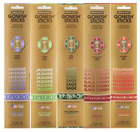 Gonesh 617222611145 Incense Extra Rich Floral Collection Variety Pack 5 Packs 20 Sticks