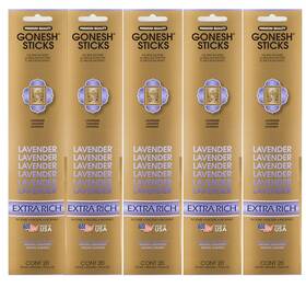 Gonesh Lavender Incense 617222610520 Sticks Extra Rich Collection - 5 Packs 100 Total