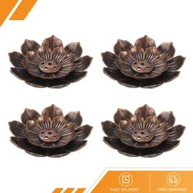 Gryfton 686130928836 4pack Incense Burner Kit Brass Lotus Stick Holder Ash Catcher Copper
