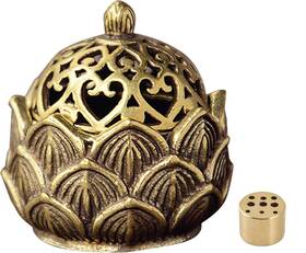 2.9x3cm Gzryejlei 798565678078 1pc Gold Incense Burner Vintage Flower Holder Bronze Base