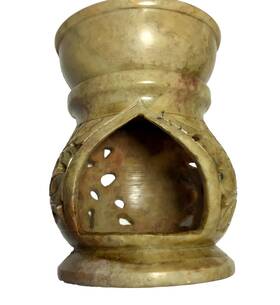 242278 Handmade Soapstone Hand Carved Aromatherapy Wax Oil Tealight Candle Burner India