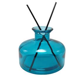 Sxu73500 Happyupcity 200ml/6.7oz Empty Blue Round Glass Diffuser Bottle Refillable Scented Oil Diffus