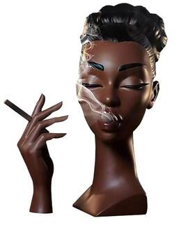 Headscents 705353636820 Sophisticated And Elegant Headscents-head Incense Burner - Black Woman Smoking H