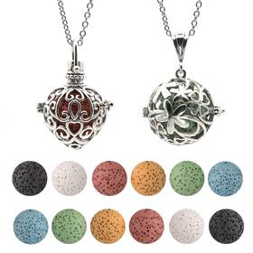 Xl003 Hedqfm 778862185288 2pcs Aromatherapy Essential Oil Diffuser Necklace Love Heart And Hollow Ball