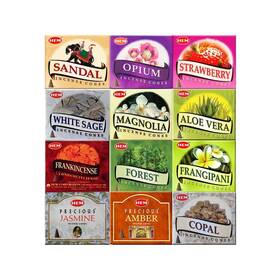 2123607 Hem 12 Assorted Boxes Of Incense Cones Natural Fragrance For Aromatic Rooms Med