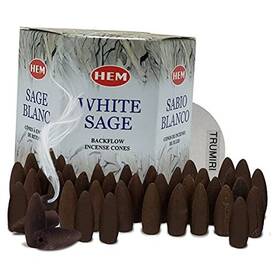 Hem 720132741731 White Sage Backflow Incense Cones For Waterfall And Mat Bundle Inciensos