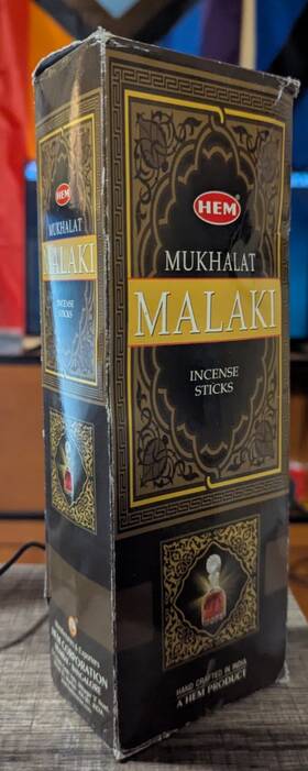 Hem 901810015654 Mukhalat Malaki Incense Sticks Retail Box 6 Hex Tubes 120