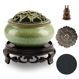 Hgeklizv 757139958329 Ceramic Incense Burner With Lotus Holder Multi-functional Bu