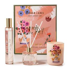 Hl0b2-02 Hidden Label Soy Candle Gift Set For Mom With Reed Diffuser Room Spray Floral Scent