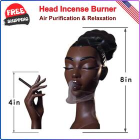 30-344 Hiksyjie Sophisticated And Elegant Headscents-head Incense Burner - Black Woman Smoking