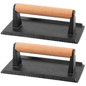 Hoigon 744358608340 2 Pcs 8 X 4 Inch Heavy Duty Cast Iron Grill Press Flat Bottom Steak W