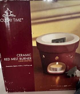 Holiday Time 047485465870 Ceramic Red Melt Burner Home Fragrance Oil Difusser