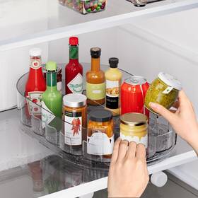Holinwa Ls1001 Lazy Susan Organizer For Refrigerator 13.5 Inch X 8.5 Clear Rectangular Fridge