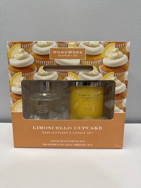 101-111-hmx-24458 Homeworx Slatkin Co. Limoncello Cupcake Reed Stick Diffuser Candle Open Box New