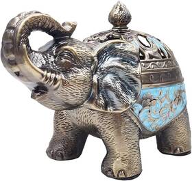 Hourwof 645195831475 Metal Elephant Incense Holder Vintage Cone Coil Burner With Lid