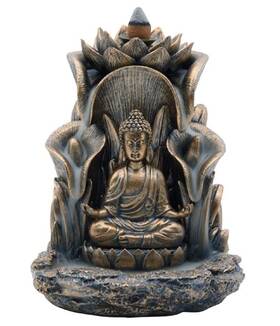 Ice Armor 679523564759 5.5 Inch H Bronze Buddha With Louts Backflow Incense Burner Statue Holder