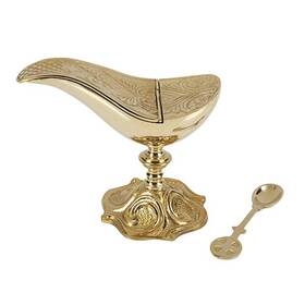 D3160 Incense Boat Catholic Sudbury Brass Holder With Spoon 5 Inch