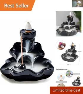 Incense Burner 710877195586 Handmade Lotus Backflow Holder - Ceramic Censer With Aromatherapy Cones