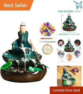 Incense Burner 725683726817 Ceramic Waterfall Holder With Cones Sticks Home Zen Decor