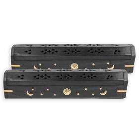 Incense Garden 689353739623 2 Pack - Stick Holder Coffin Style Wood Burner With
