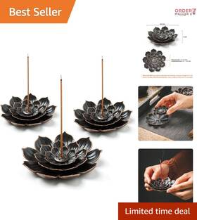 Incense Holder 738634244643 Chic Bronze Lotus Stick - Versatile Aromatherapy Accessory