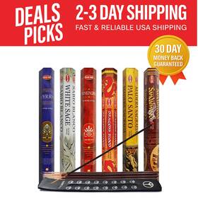 Incense Sticks Variety Pack 720132742370 Natural Set With Holder - 6 Enchanting Fragrances In Bamboo