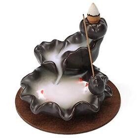 Incense Waterfall Holder Backflow Burner Ceramic Lotus Smoke Fountain In