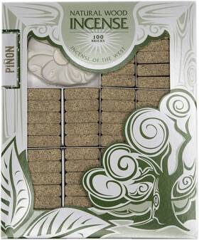 8541862274 Incienso De Santa Fe Pi On Natural Wood Incense Bricks With Holder 100 Count - Made In The Usa