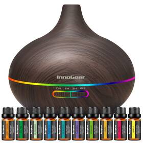 Innogear 810015622636 Aromatherapy Diffuser And 10 Essential Oils Set 400ml Ultrasonic Diff