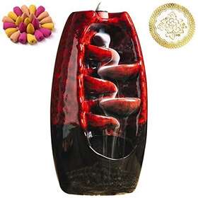 Inone 725683726237 Ceramic Incense Burner With 120 Cones Waterfall Backflow Holder Aro