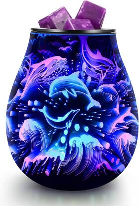Inrorans 445000503527 Dolphin Oil Burner 3d Glass Electric Wax Warmer For Scented