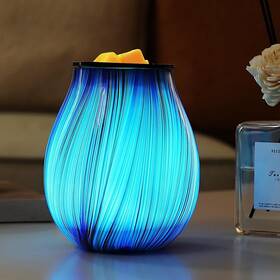 Tgw0006 Inrorans Art Glass Scented Wax Warmer With Timer Removable Silicone Dish And 7 Led Light