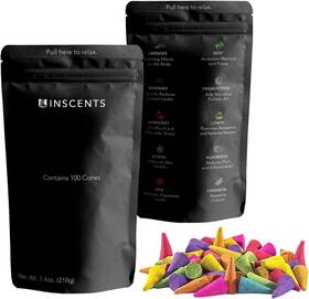 Scents-100 Inscents Waterfall 657477828103 Essential Relaxing Backflow Incense Cones-100% Natural Pack -enh