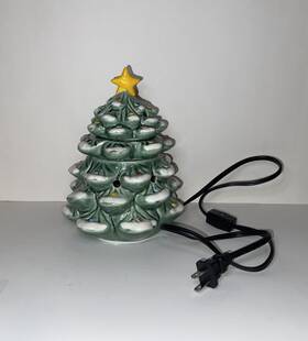 68496 Intertek Ceramic Christmas Tree Electric Wax Warmer Holiday Lights 8 Inch
